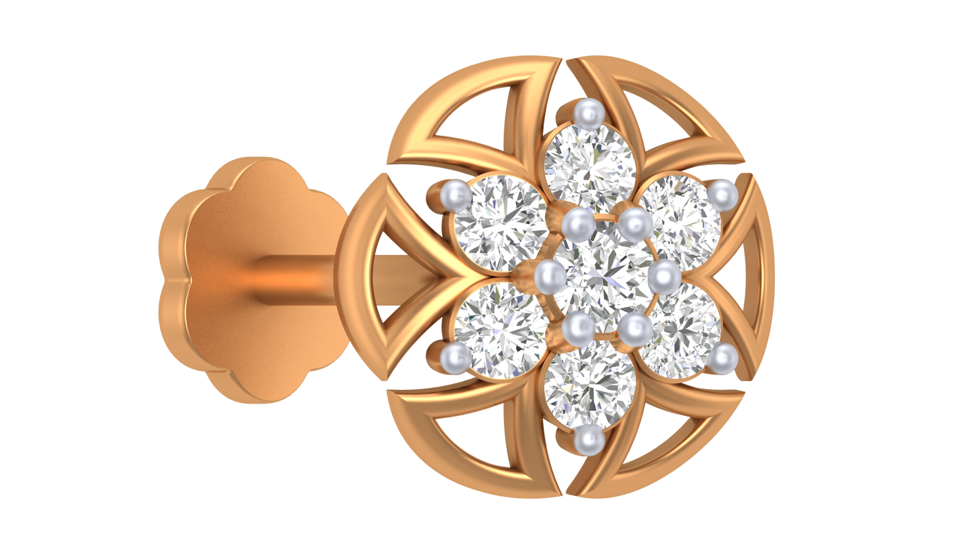 Gold & Diamond Stud Nose Pin KRC80302