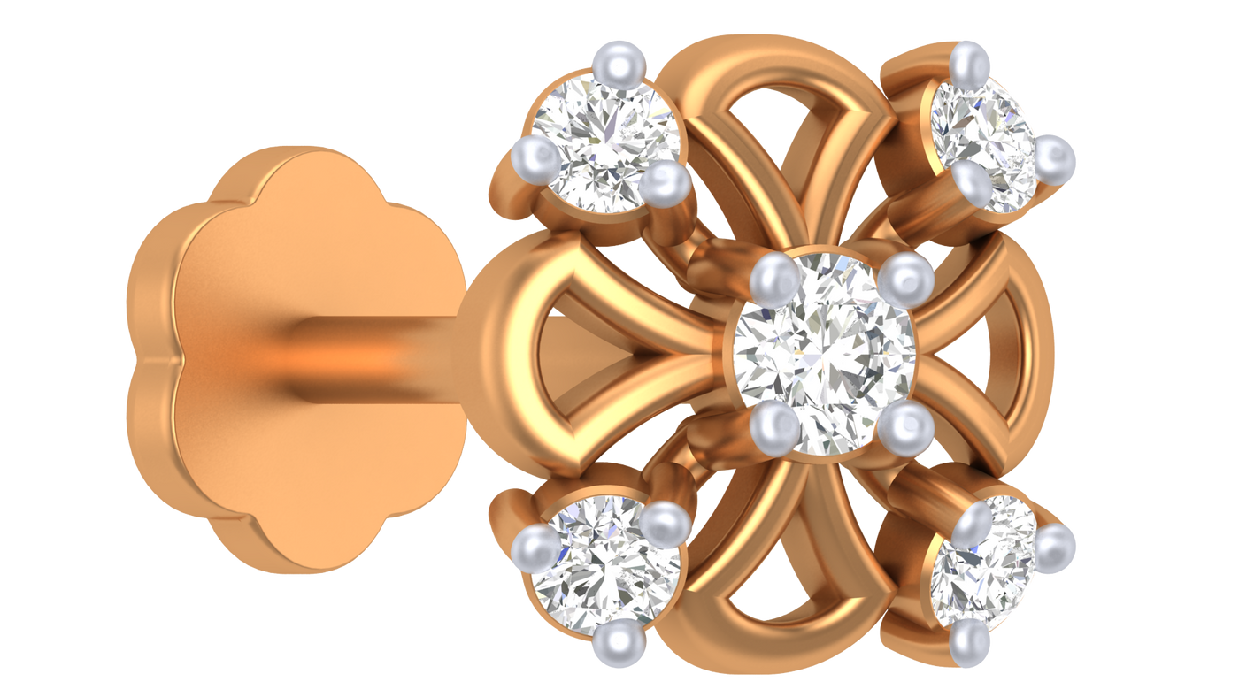 Gold & Diamond Stud Nose Pin KRC80251