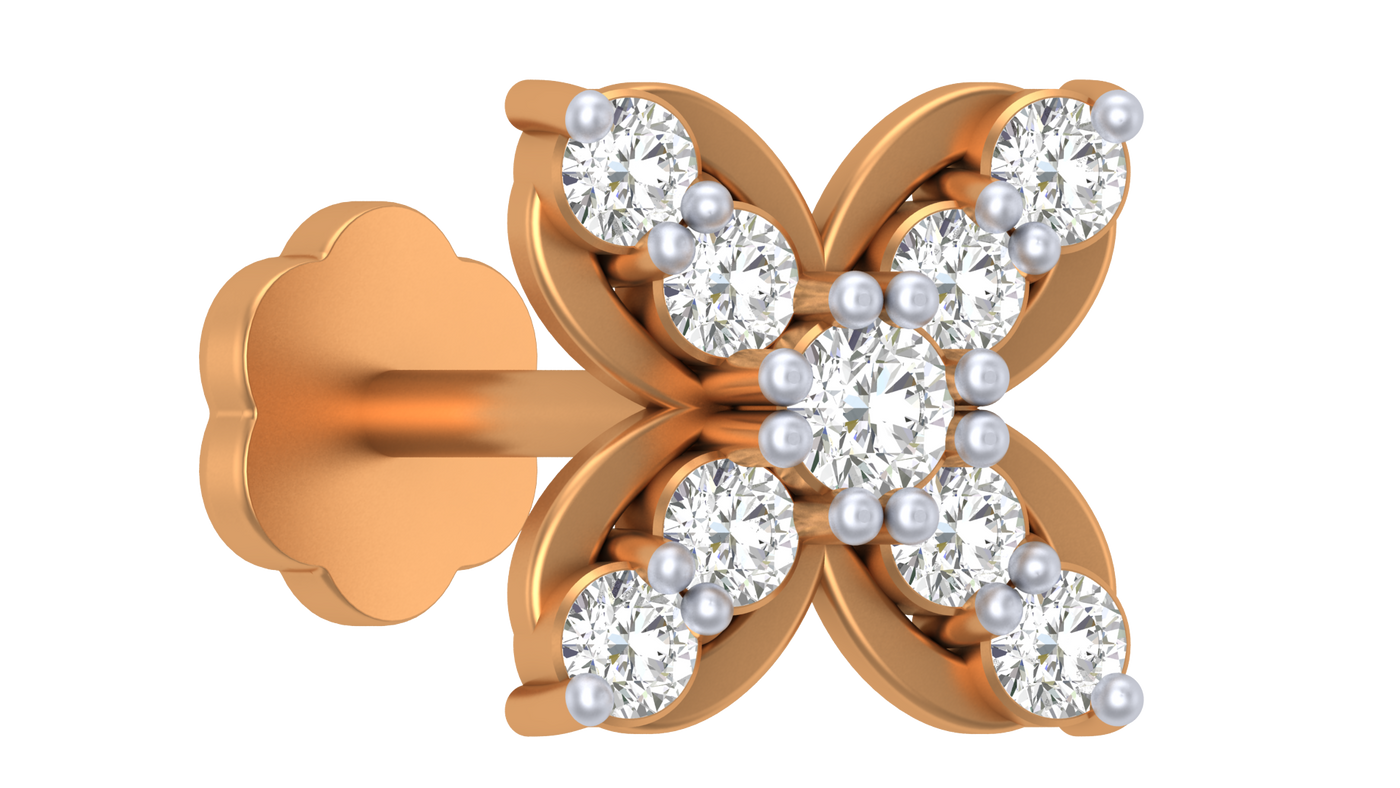 Gold & Diamond Stud Nose Pin KRC80303