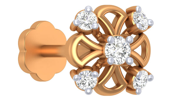 Gold & Diamond Stud Nose Pin KRC80251