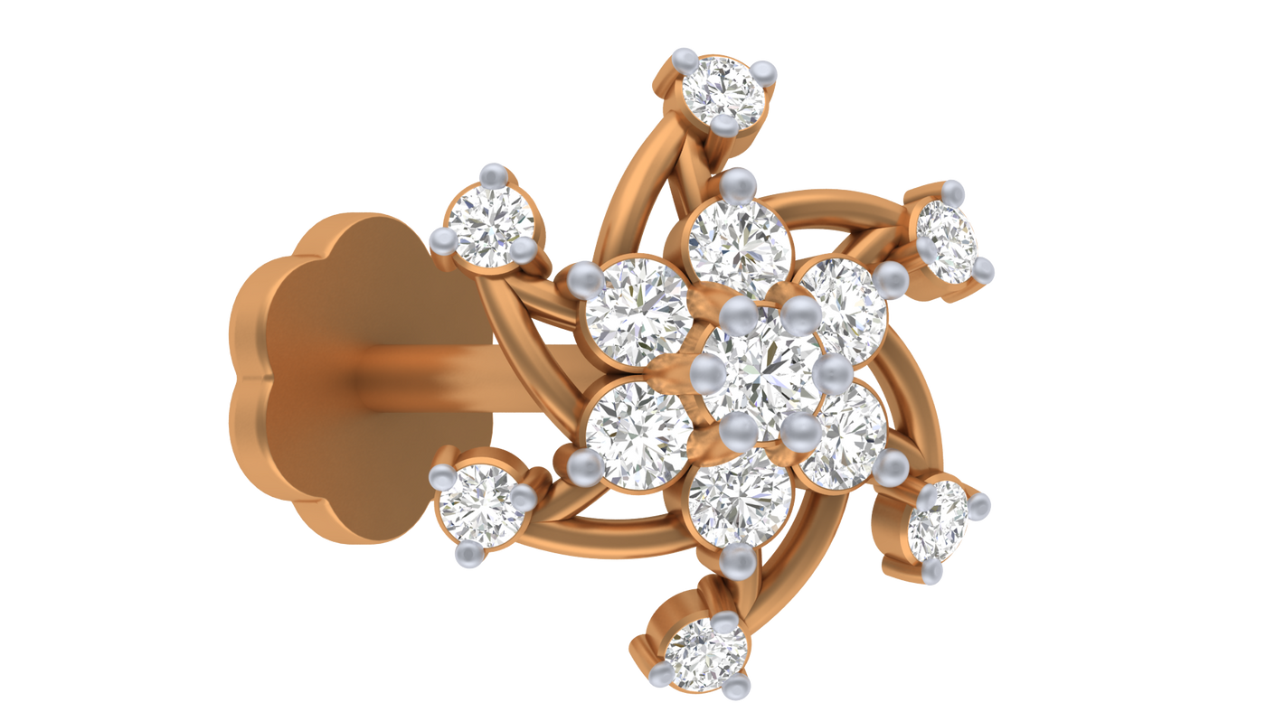 Gold & Diamond Stud Nose Pin KRC80305