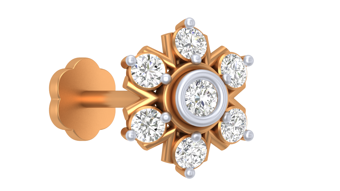 Gold & Diamond Stud Nose Pin KRC80196