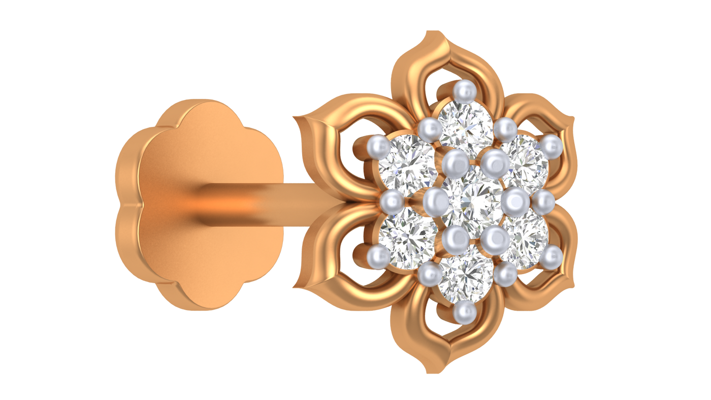 Gold & Diamond Stud Nose Pin KRC80152