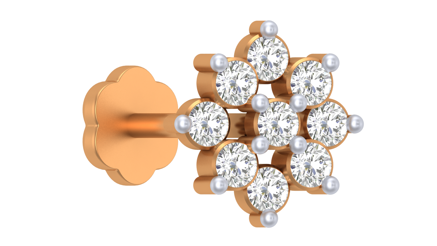 Gold & Diamond Stud Nose Pin KRC80160