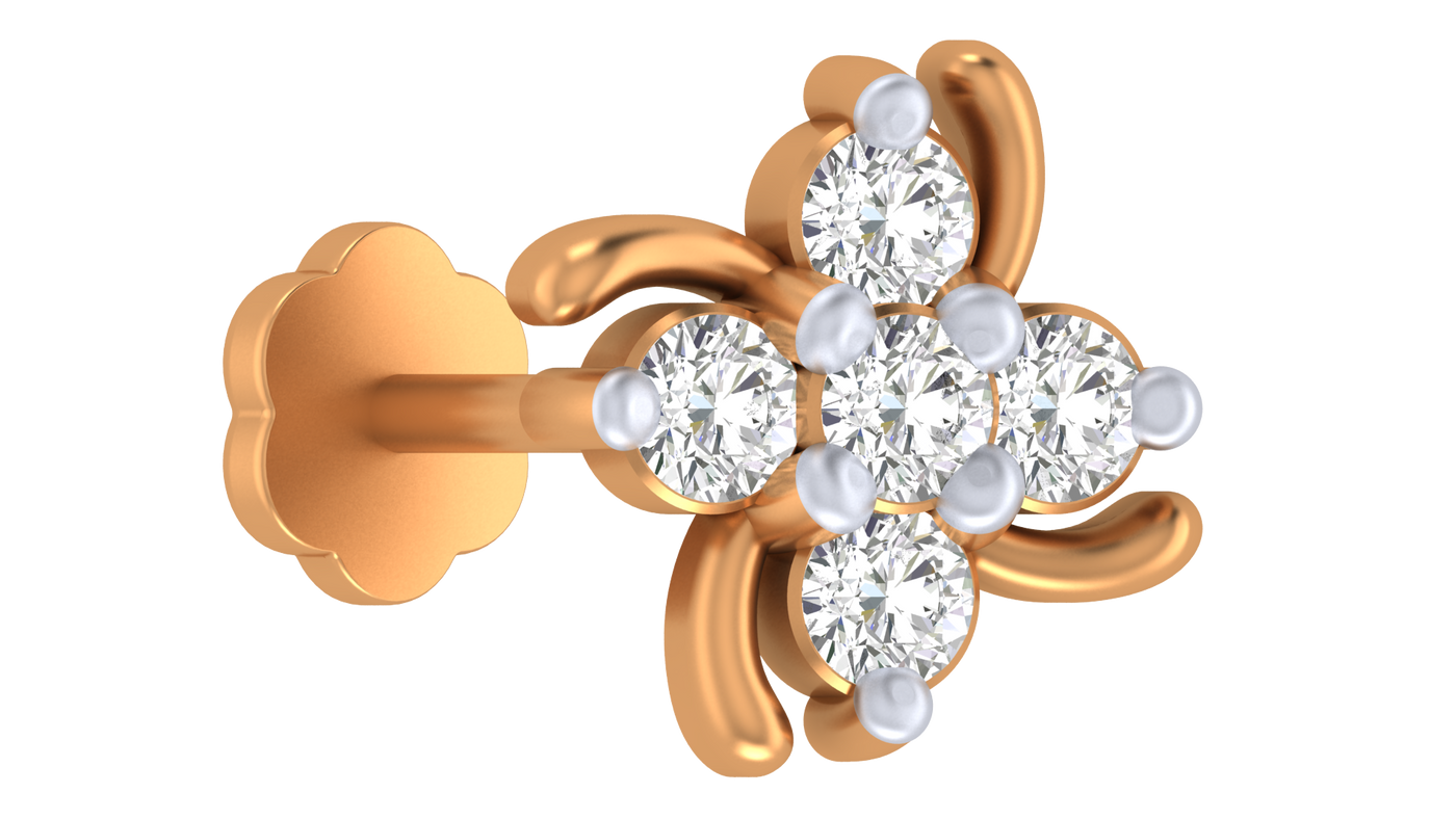 Gold & Diamond Stud Nose Pin KRC80164