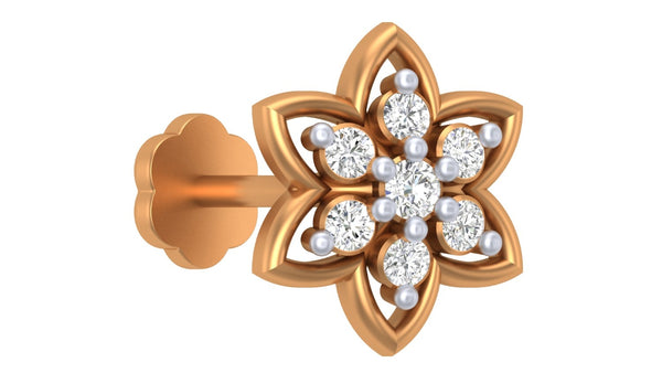 Gold & Diamond Stud Nose Pin KRC80104