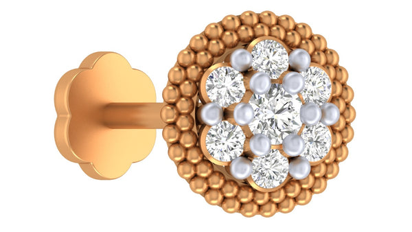 Gold & Diamond Round Nose Pin KRC80095