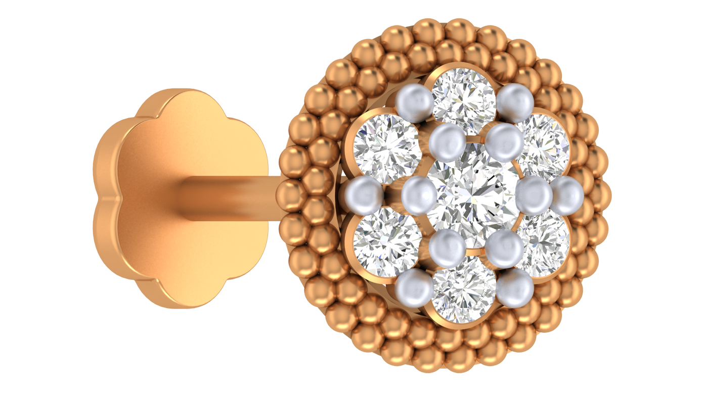 Gold & Diamond Round Nose Pin KRC80095