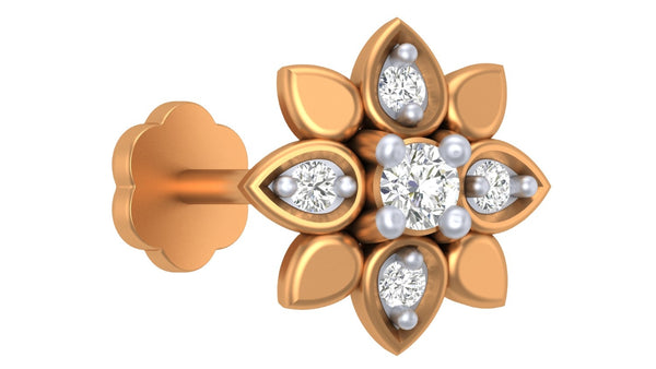 Gold & Diamond Stud Nose Pin KRA50277