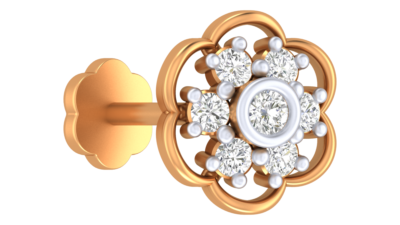 18K Gold & Diamond Stud Nose Pin KRA50280