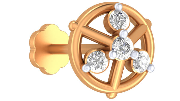 Gold & Diamond Round Nose Pin KRC80156