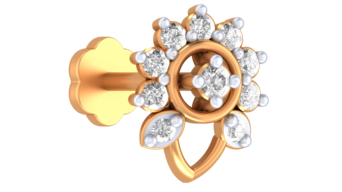 Gold & Diamond Stud Nose Pin KRC80109