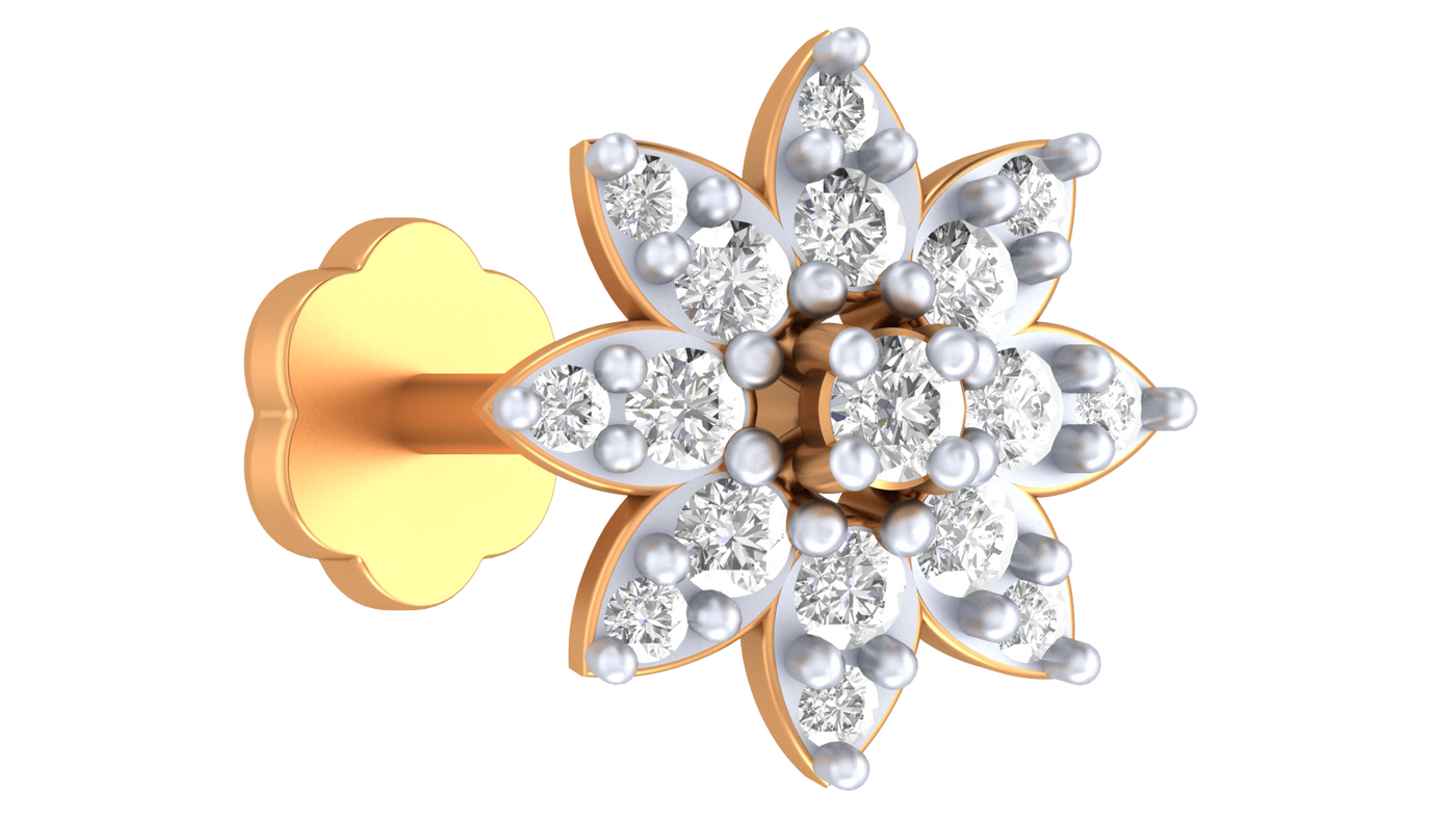 Gold & Diamond Stud Nose Pin KRA50294