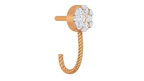 18K गोल्ड और डायमंड नोज़ रिंग KRC80288