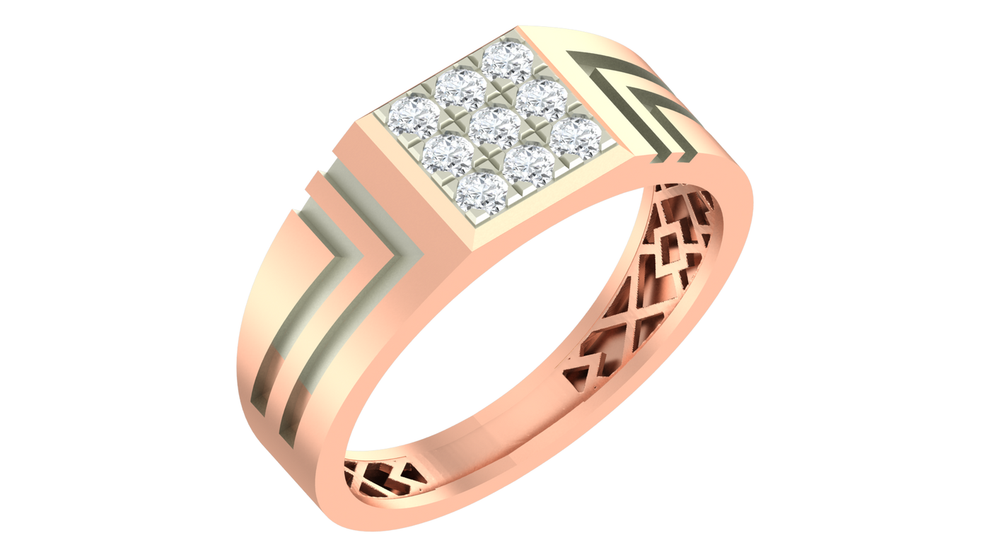 Gold & Diamond Band Ring For Men KRC20123