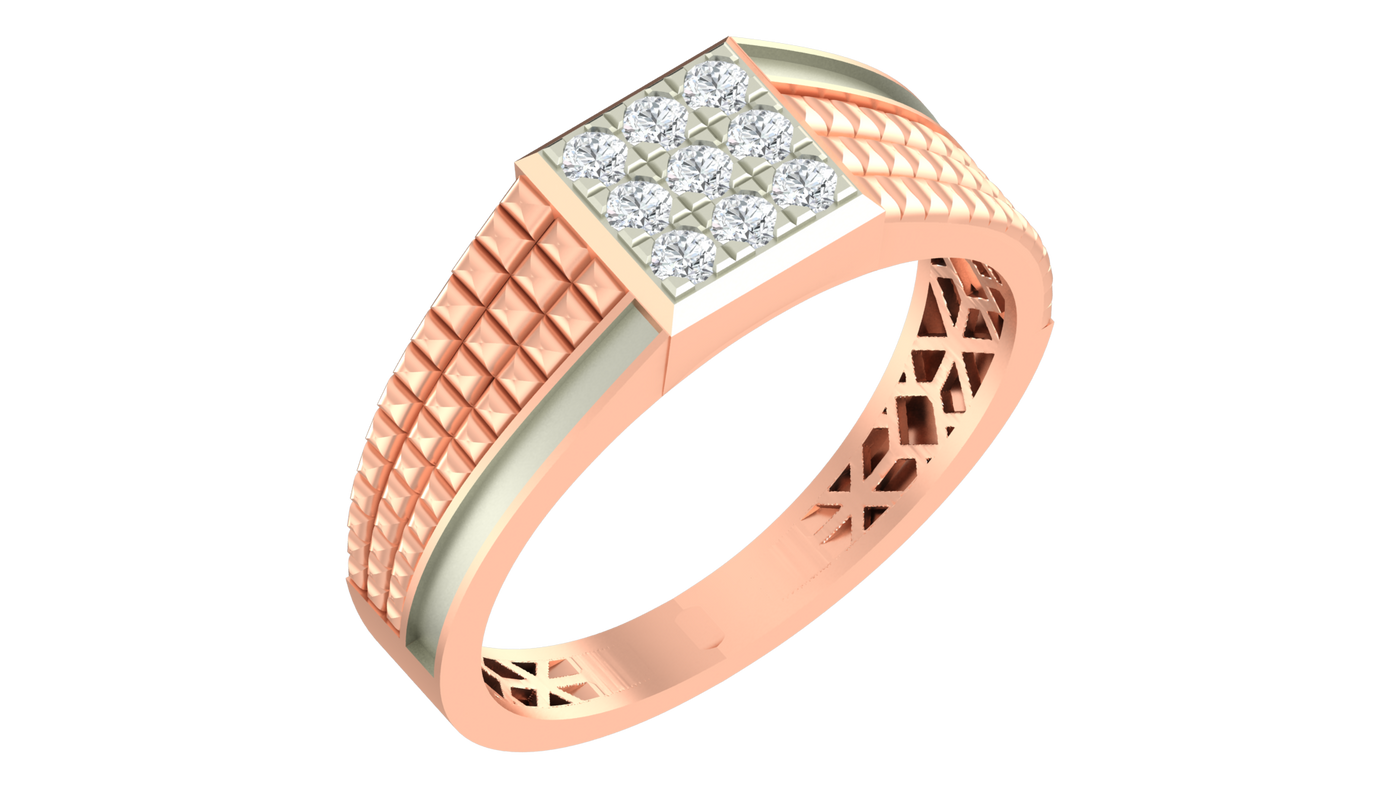 Gold & Diamond Band Ring For Men KRC20124