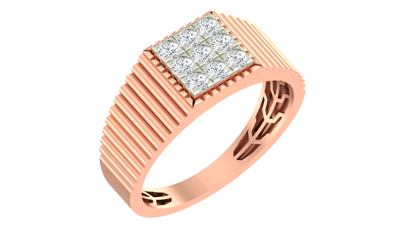 Gold & Diamond Band Ring For Men KRB20113