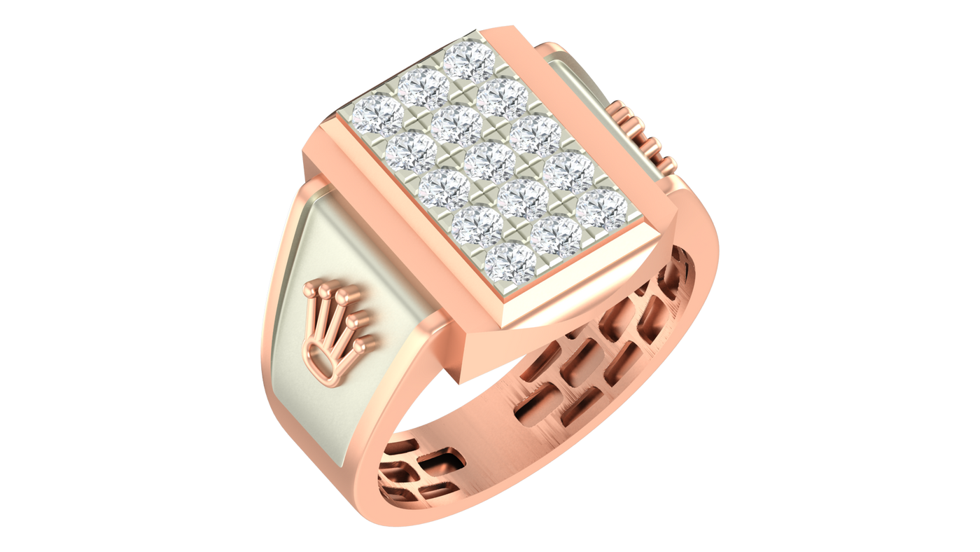 Gold & Diamond Band Ring For Men KRC20125