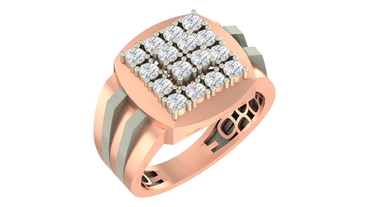 A rose gold signet ring with a square face set, shown on a plain white background.