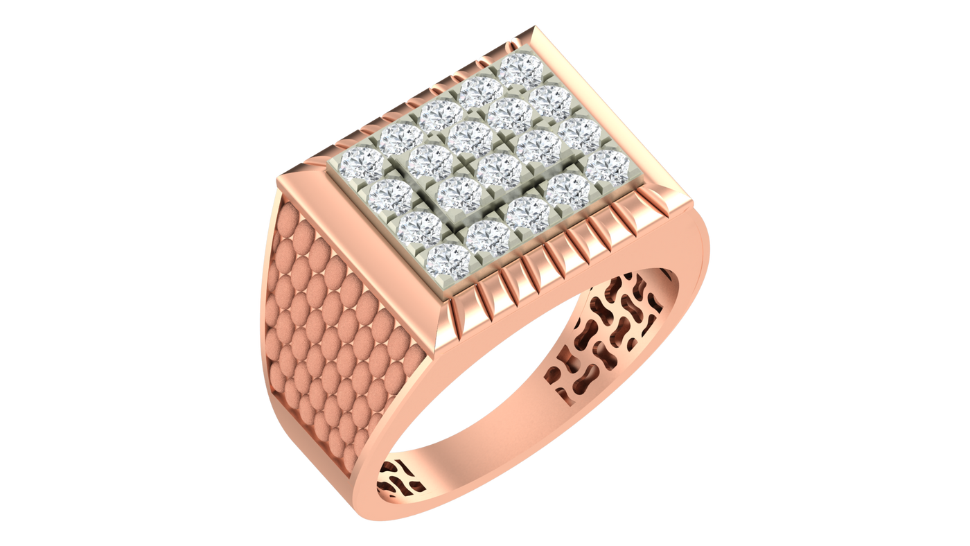 Gold & Diamond Square Ring For Men KRC20136