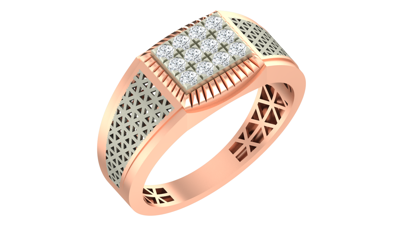 Gold & Diamond Band Ring For Men KRC20139