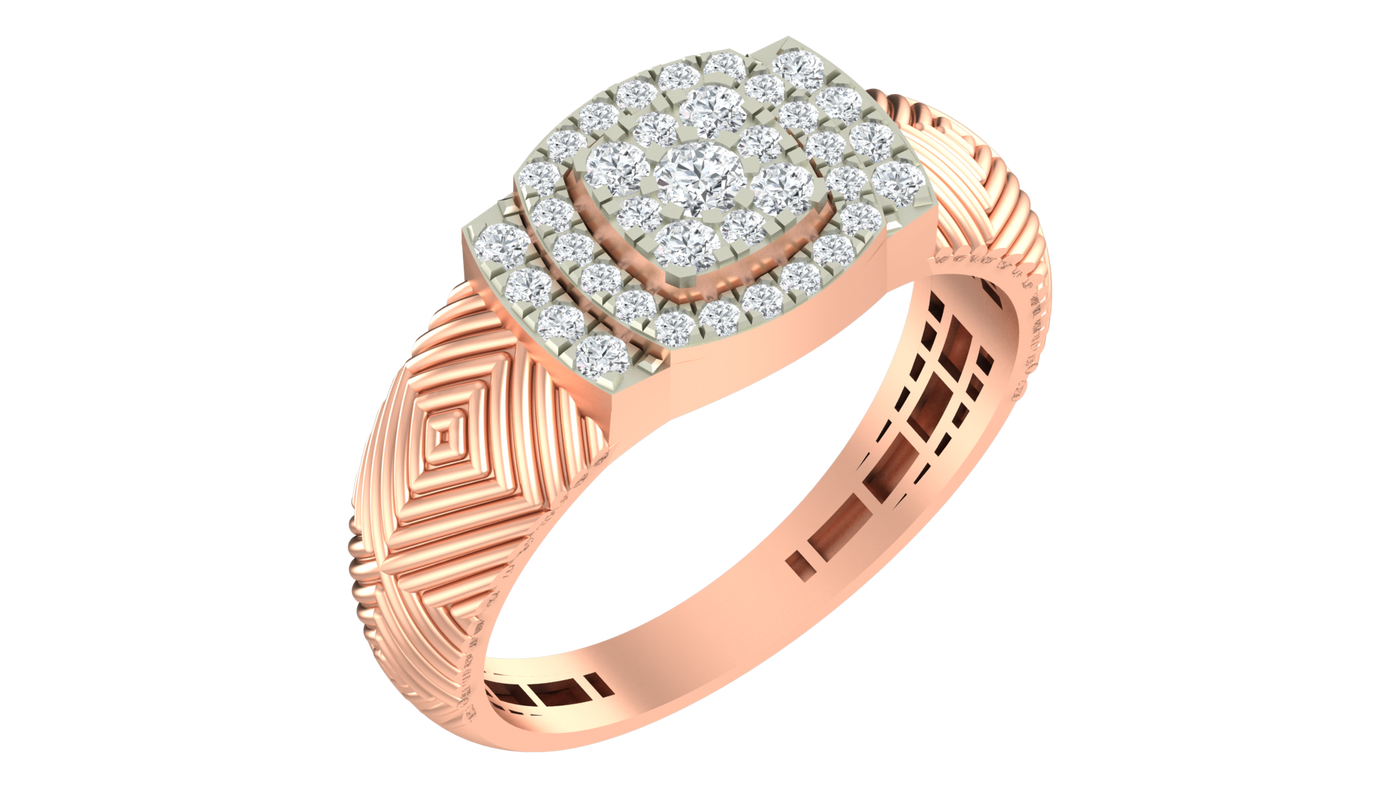 Gold & Diamond Band Ring For Men KRC20142