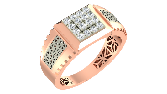 18K Gold & Diamond Square Ring For Men KRA60198