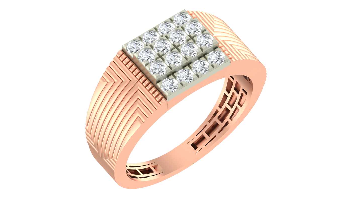 Gold & Diamond Square Ring For Men KRC20153