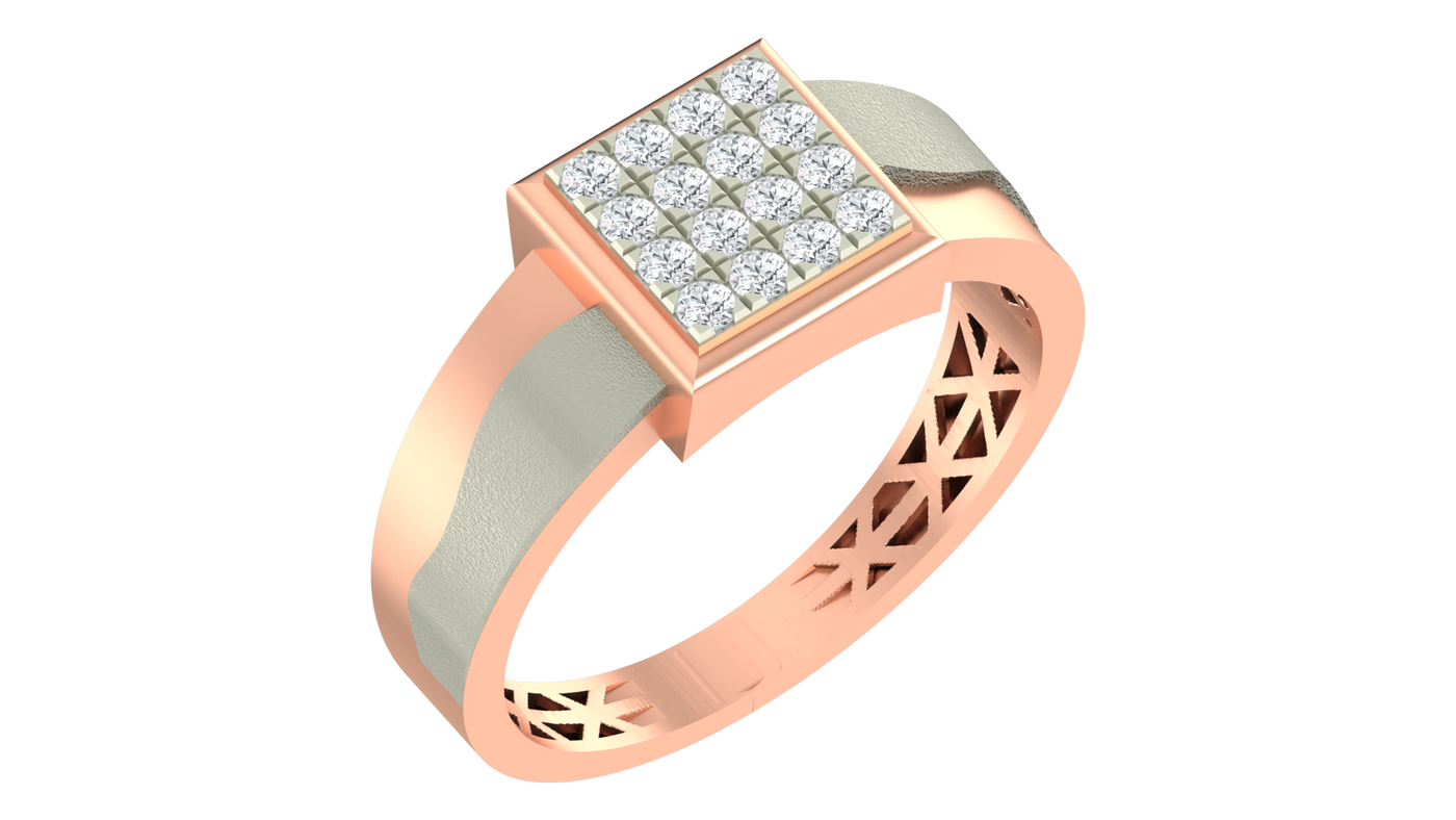 Gold & Diamond Square Ring For Men KRC20156