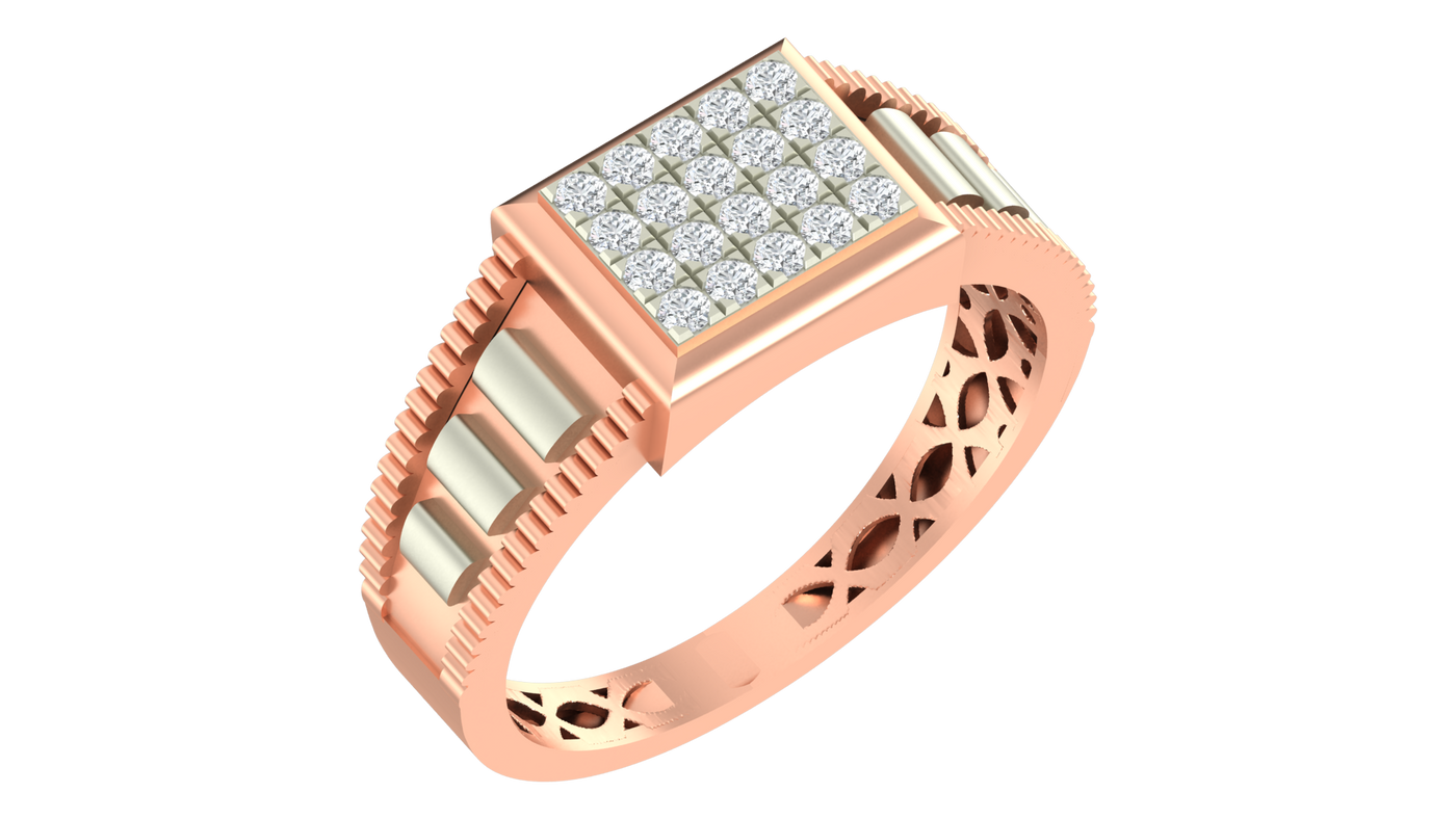Gold & Diamond Band Ring For Men KRC20164