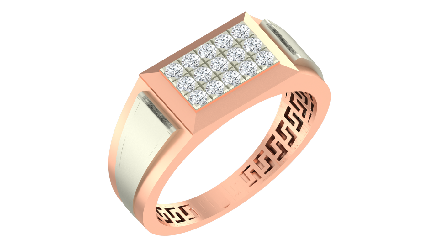 Gold & Diamond Band Ring For Men KRB20110
