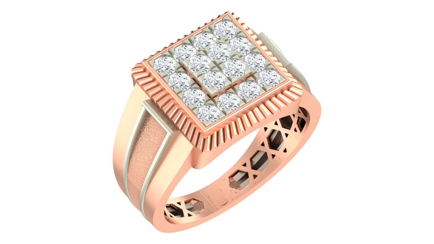 Gold & Diamond Square Ring For Men KRC20166