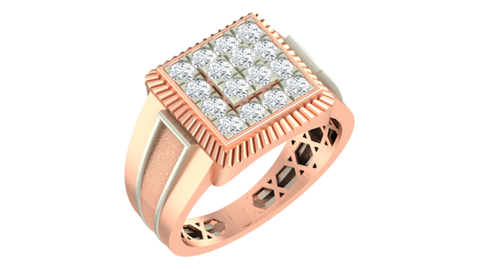 18K Gold & Diamond Square Ring For Men KRA60215