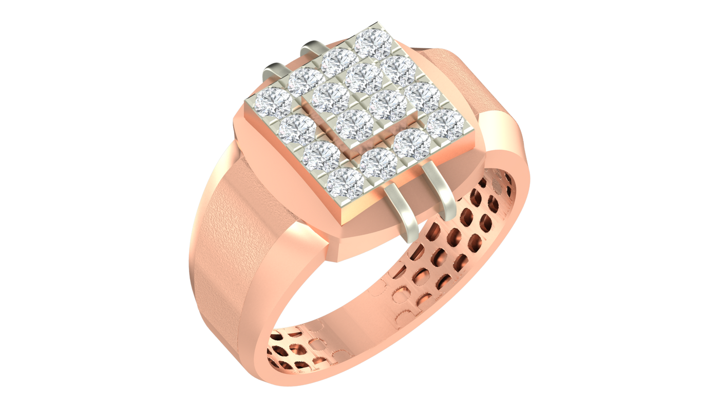 Gold & Diamond Square Ring For Men KRC20169