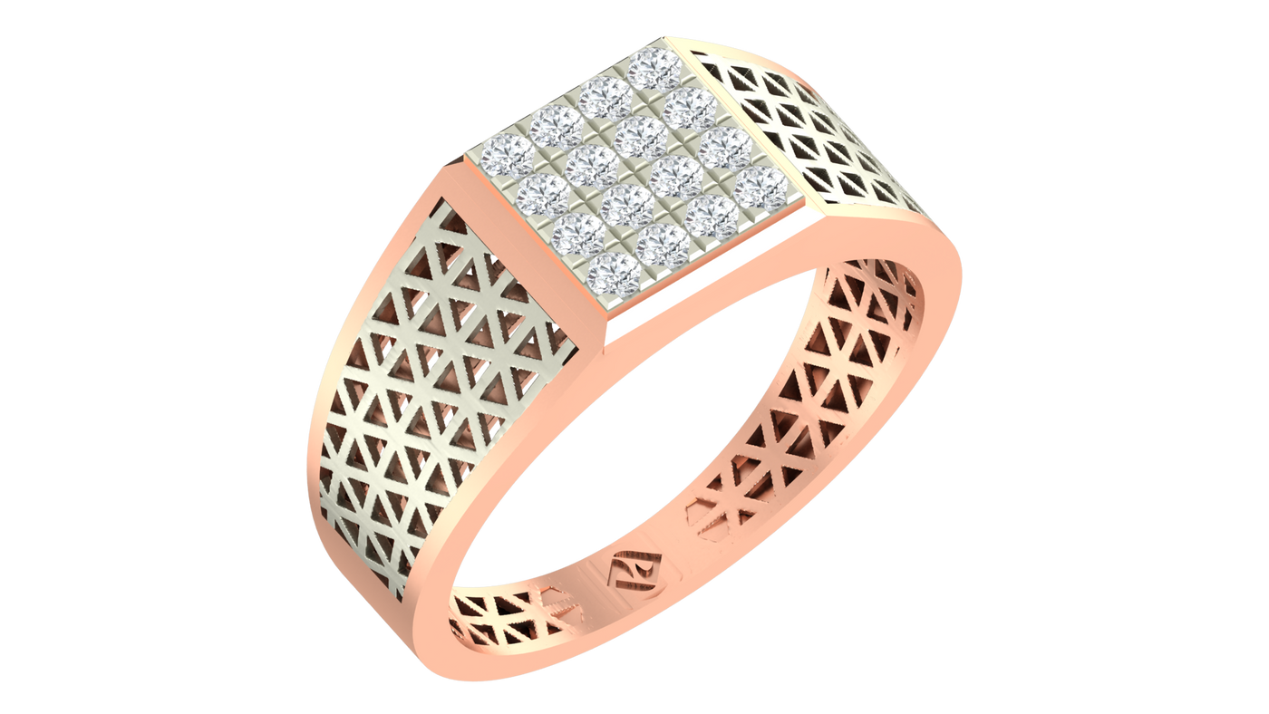 Gold & Diamond Square Ring For Men KRC20172