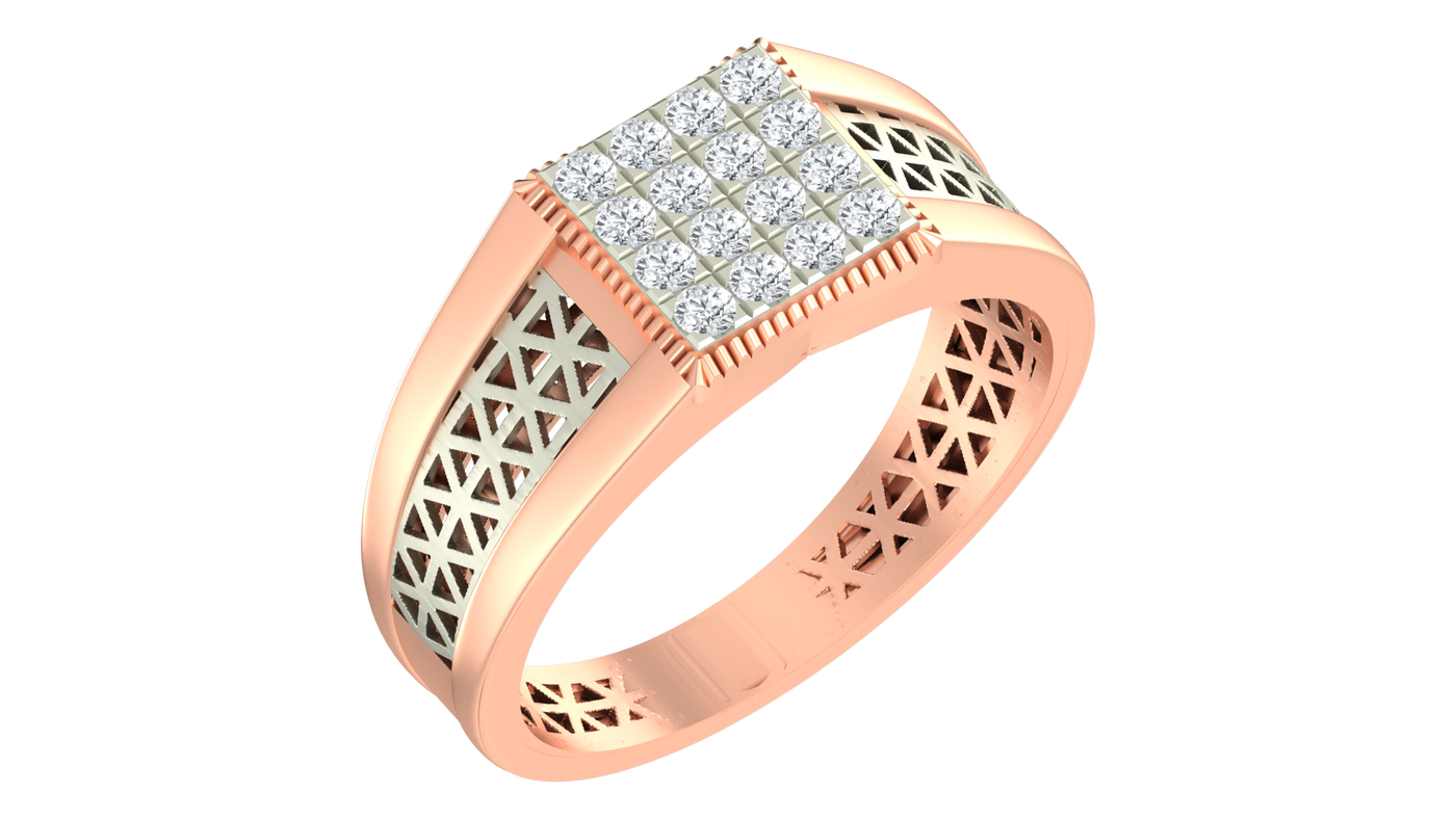Gold & Diamond Square Ring For Men KRC20173