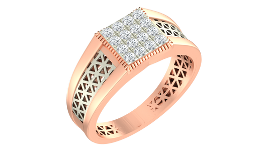 18K Gold & Diamond Square Ring For Men KRA60222