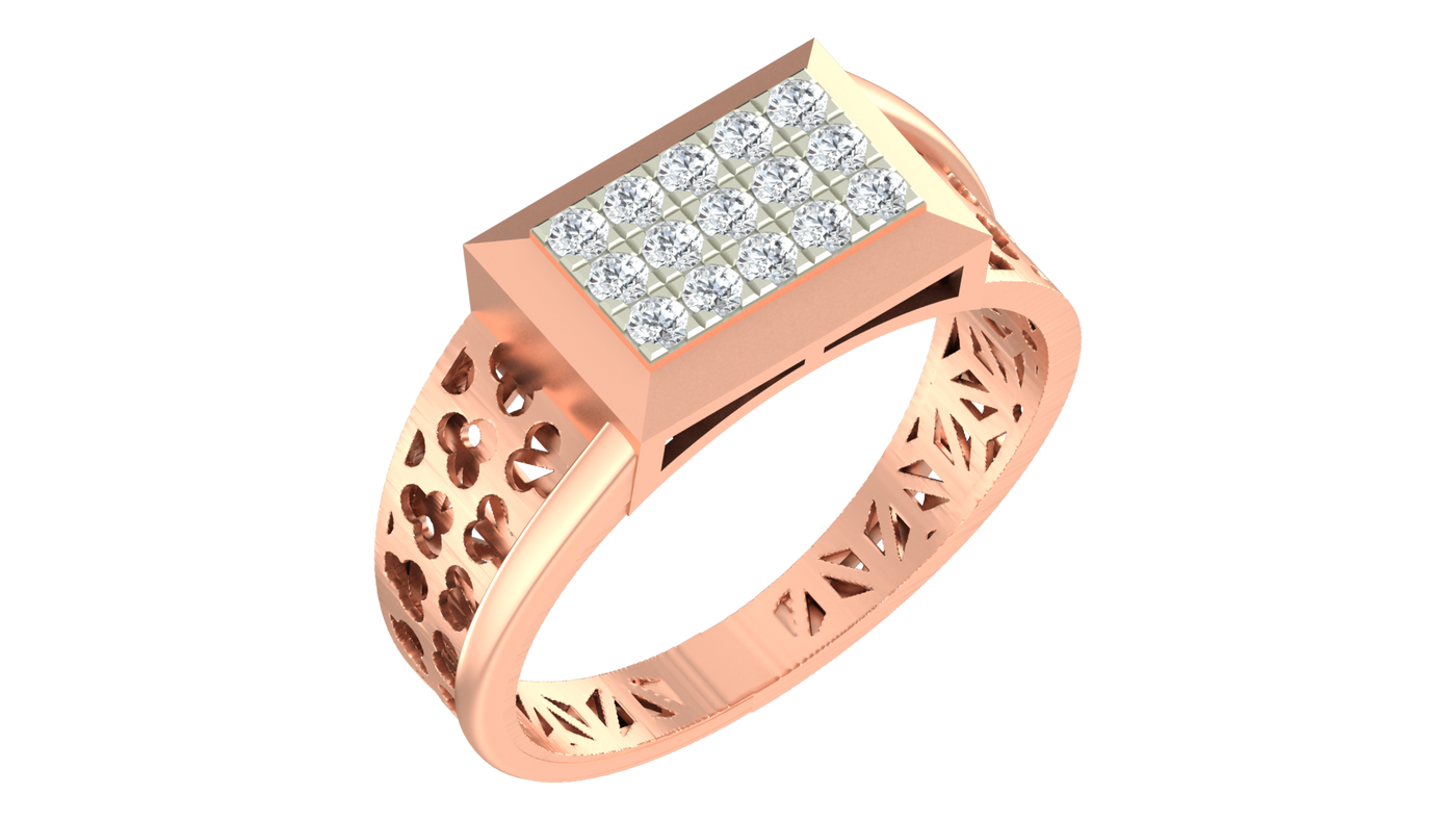 Gold & Diamond Band Ring For Men KRC20176