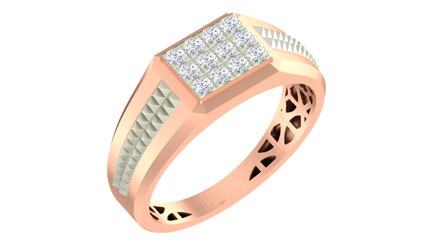 Gold & Diamond Band Ring For Men KRC20177