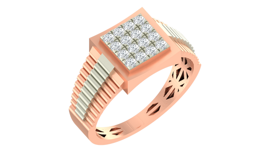 18K Gold & Diamond Square Ring For Men KRA60228