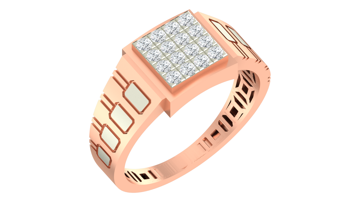 Gold & Diamond Square Ring For Men KRC20179