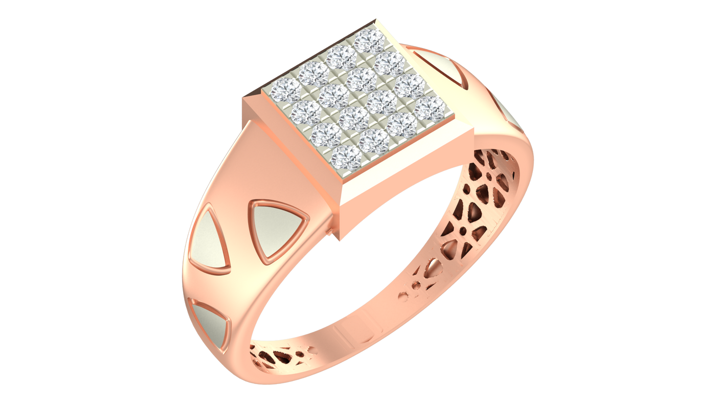 Gold & Diamond Square Ring For Men KRC20180