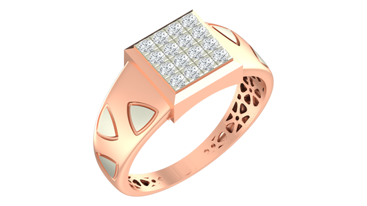 18K Gold & Diamond Square Ring For Men KRA60231