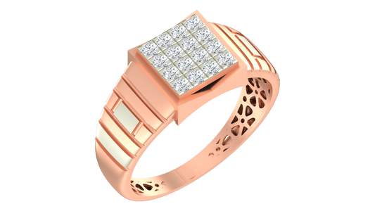 18K Gold & Diamond Square Ring For Men KRA60232
