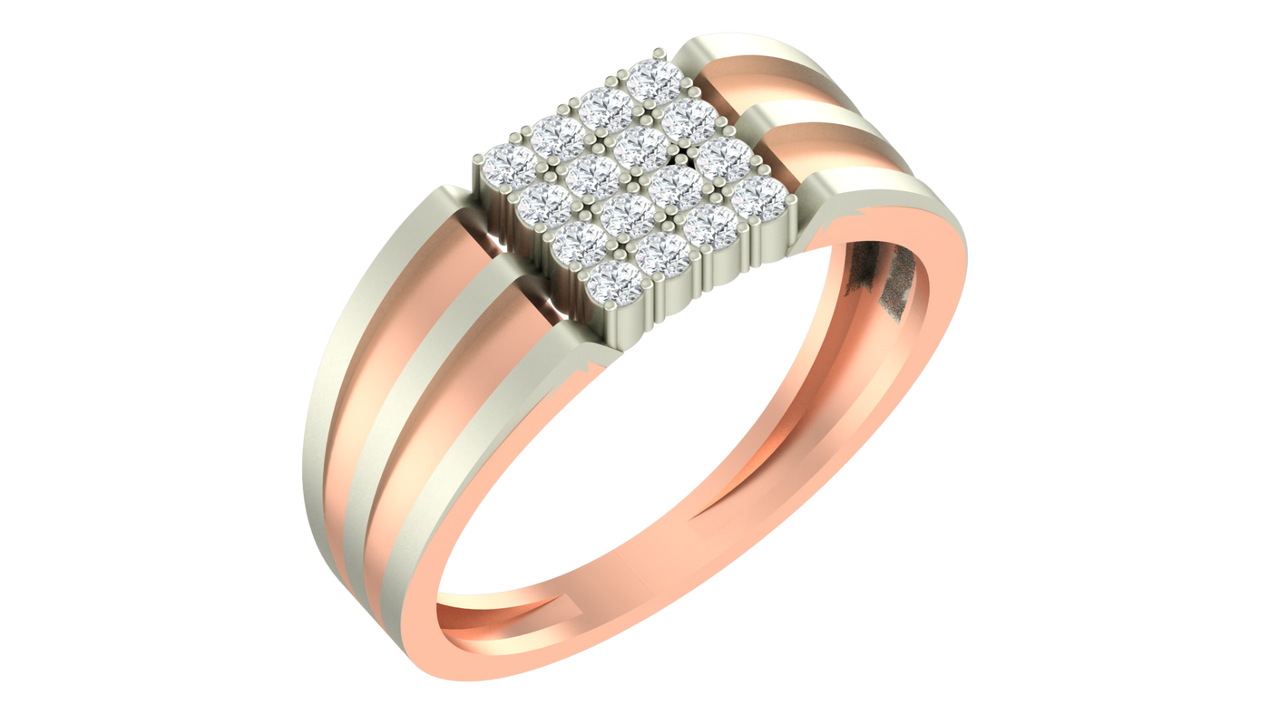 Gold & Diamond Square Ring For Men KRC20191