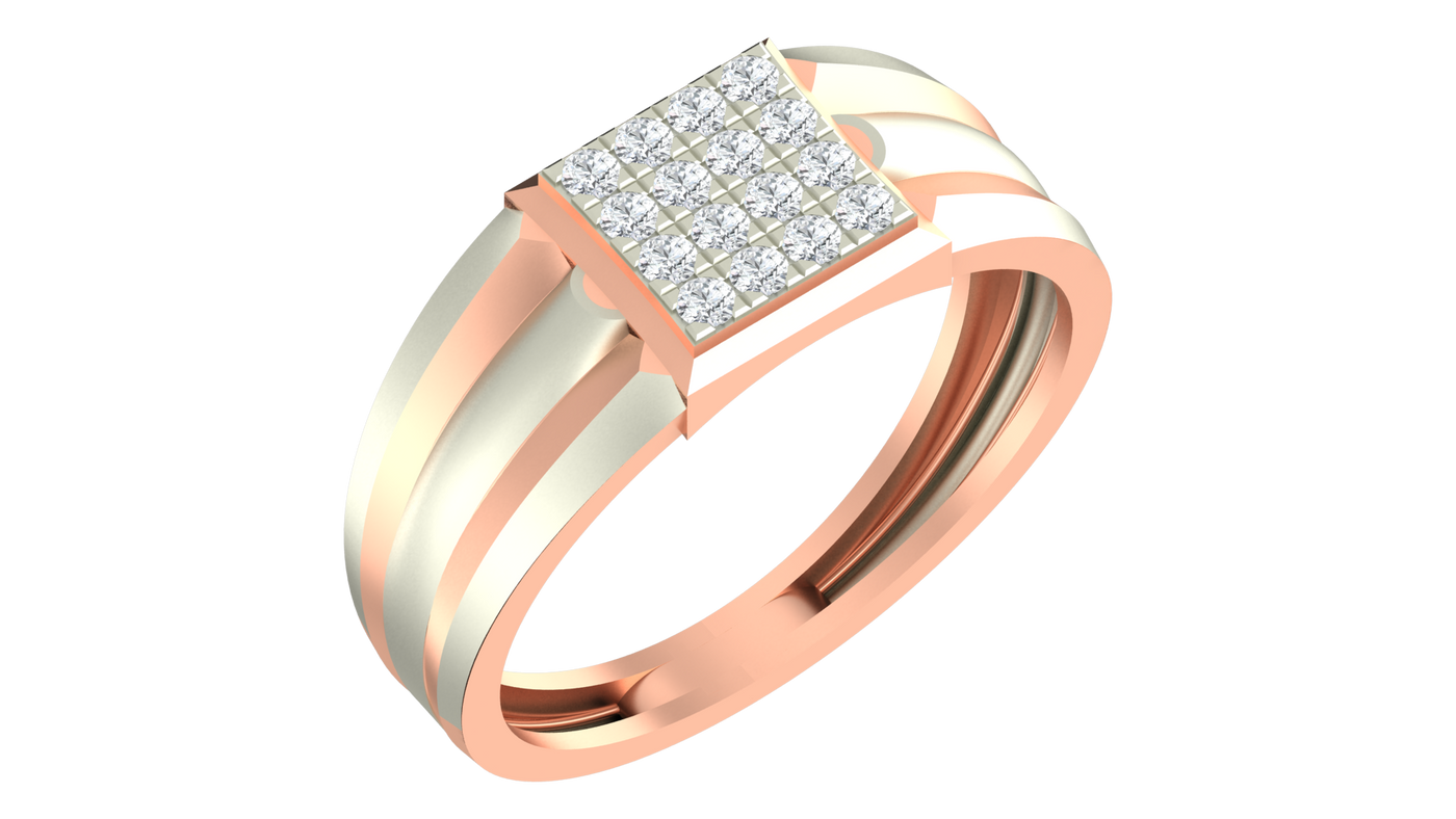 Gold & Diamond Square Band Ring For Men KRB20006