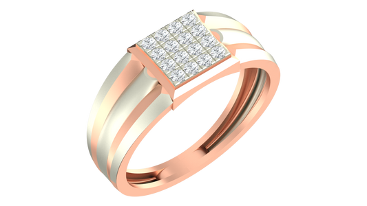 18K Gold & Diamond Square Band Ring For Men KRA60276