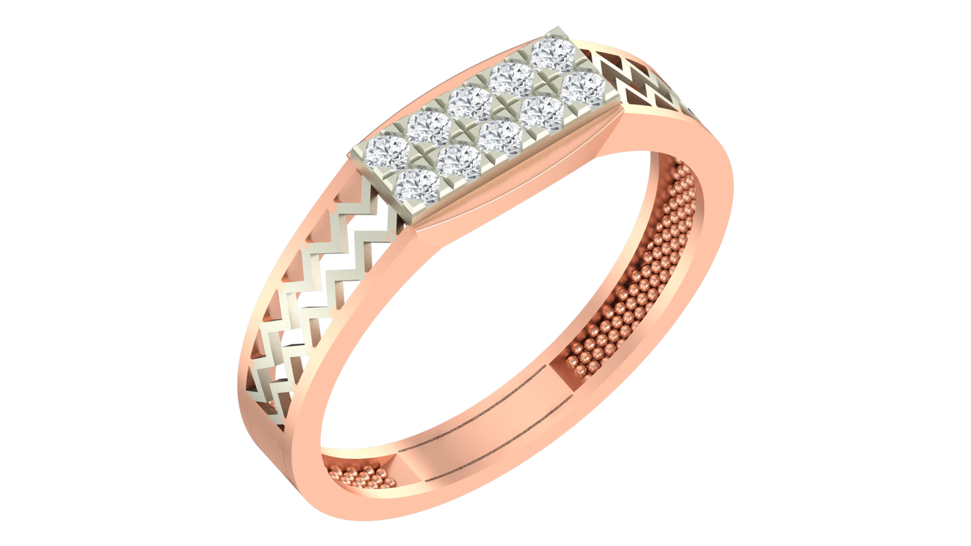 Gold & Diamond Band Ring For Men KRB20098