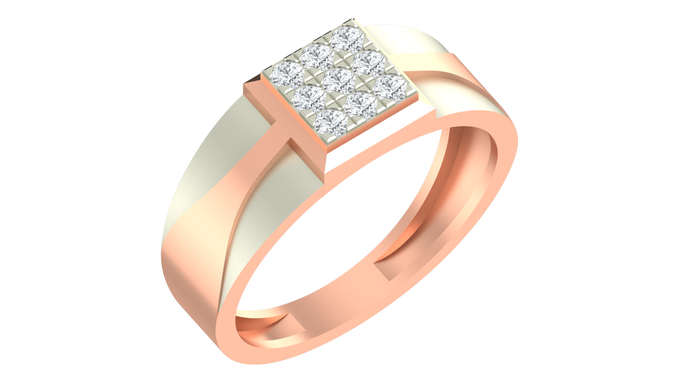 Gold & Diamond Band Ring For Men KRB20097