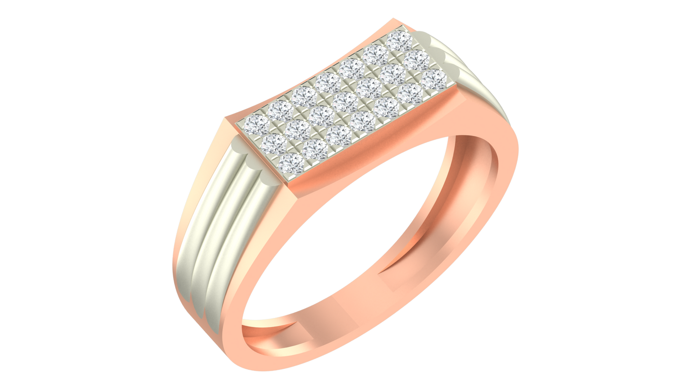 Gold & Diamond Band Ring For Men KRB20096